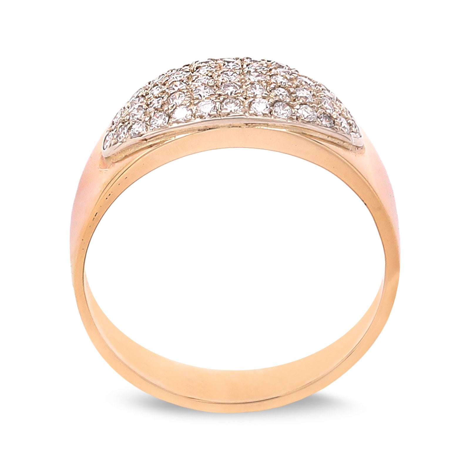 Yellow Gold Oval Pavé Setting Cluster Diamond Ring. 14k, TDW: 0.52ct