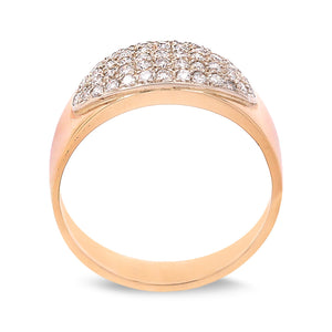 Yellow Gold Oval Pavé Setting Cluster Diamond Ring. 14k, TDW: 0.52ct