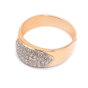 Yellow Gold Oval Pavé Setting Cluster Diamond Ring. 14k, TDW: 0.52ct