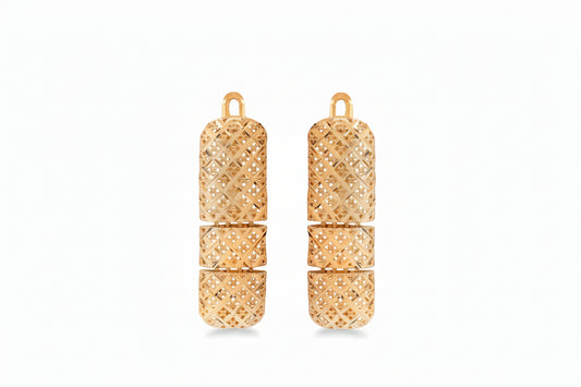 18K Yellow Gold Openwork Lattice Link Earrings