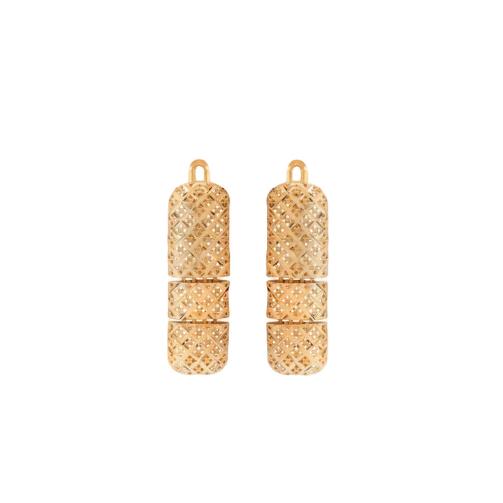 18K Yellow Gold Openwork Lattice Link Earrings