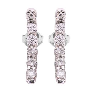 White Gold Diamond Curved Climber Earrings. 18k,  TDW: 0.42ct, VS, EF