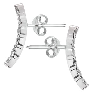 White Gold Diamond Curved Climber Earrings. 18k,  TDW: 0.42ct, VS, EF