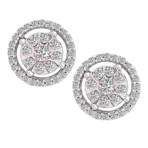 White Gold Cluster Halo Diamond Earrings. TDW: 0.50ct, 10K , HI, I