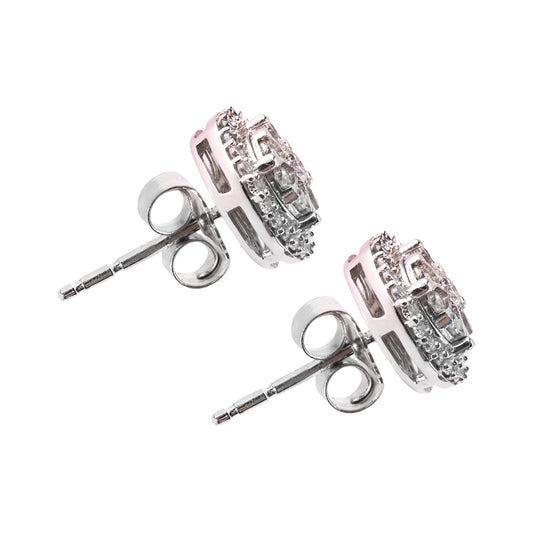 White Gold Cluster Halo Diamond Earrings. TDW: 0.50ct, 10K , HI, I