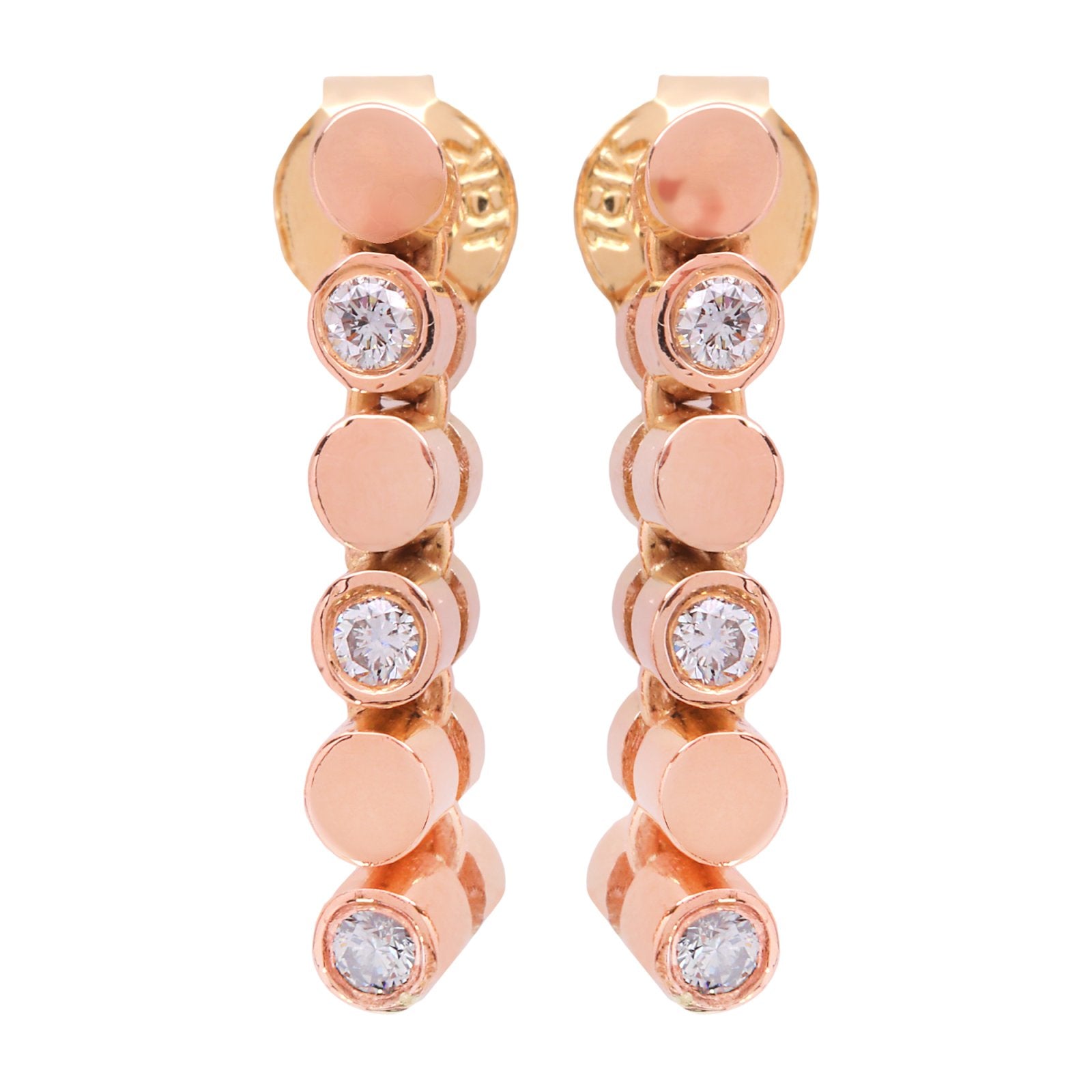 Yellow Gold Rolex Chain Diamond Earrings. 18k,  TDW: 0.12ct, VS, GH