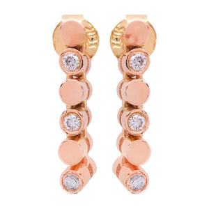 Yellow Gold Rolex Chain Diamond Earrings. 18k,  TDW: 0.12ct, VS, GH