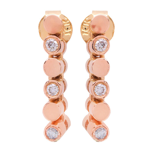 Yellow Gold Rolex Chain Diamond Earrings. 18k,  TDW: 0.12ct, VS, GH