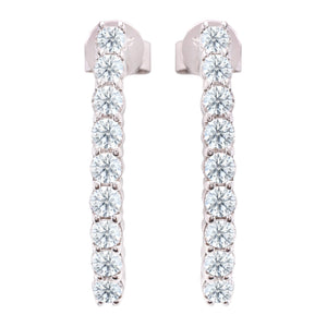 White Gold 9 Stone Diamond Journey Earrings. 18k,  TDW: 1.08ct, VS1-2, EF