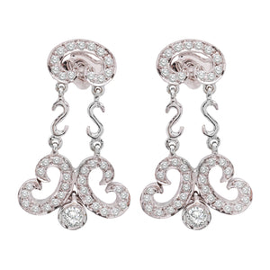 White Gold Dangling Butterfly Diamond Earrings.  18k, 5.3gr, TDW: 1.1ct, VS, FG
