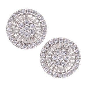 14K White Gold Flower Style Diamond Earrings with Screw Backing. TDW: 0.63ct