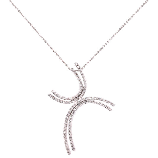 White Gold Diamond Butterfly Shape Necklace. 14k, TDW: 0.88ct