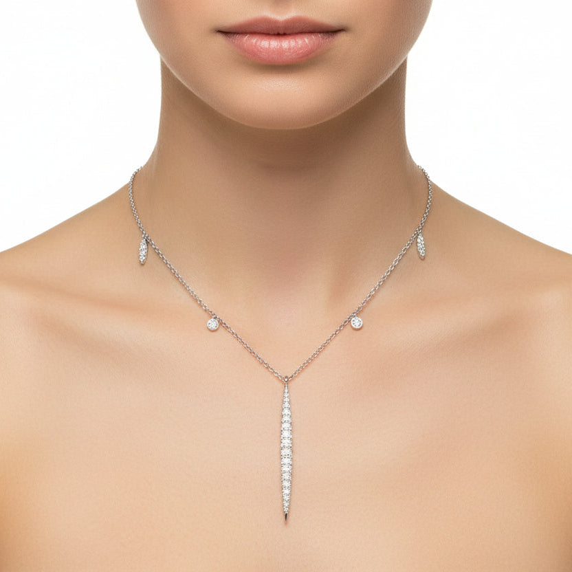 14K Gabriel & CO White Gold Spike Necklace setting with 24 Round Diamonds TDW: 0.51ct – Resale