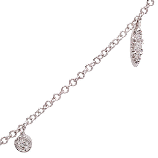 14k White Gold Spike Necklace setting with 24 Round Diamonds, TDW: 0.51 Ct, VS, FG