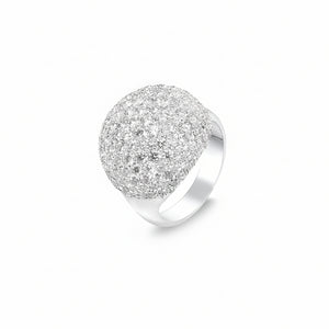18K White Gold Pavé Paved Diamond Dome Ring