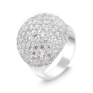 18K White Gold Pavé Paved Diamond Dome Ring. TDW:3.00ct VS – SI GH