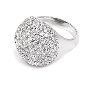 18K White Gold Pavé Paved Diamond Dome Ring. TDW:3.00ct VS – SI GH