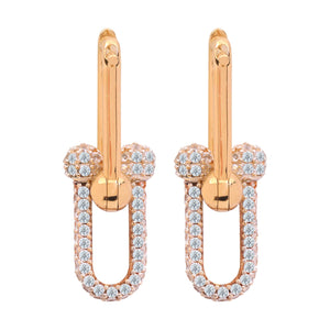 Yellow Gold CZ Hardware U Link Earrings. 18k, 5.5gr