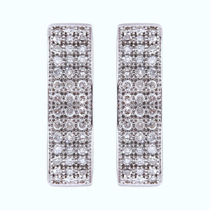 White Gold Hoop Earrings with three rows diamond, 10k, TDW: 0.25, G, I2