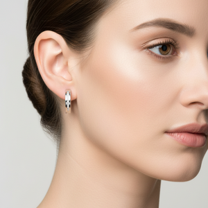 10K White Gold Small Size Loop Diamond Earrings. TDW: 0.10ct