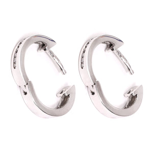 White Gold Small Size Loop Diamond Earrings. 10k , TDW: 0.1ct