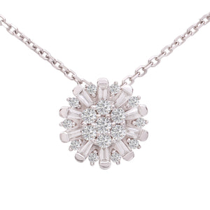 14K White Gold Floating Sunburst Diamond Necklace TDW: 0.66ct VS2 – SI FG