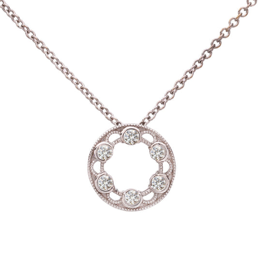 White Gold Tacori Reverse Crescent Circle of Life Diamond Necklace. 18k,  TDW: 0.12ct