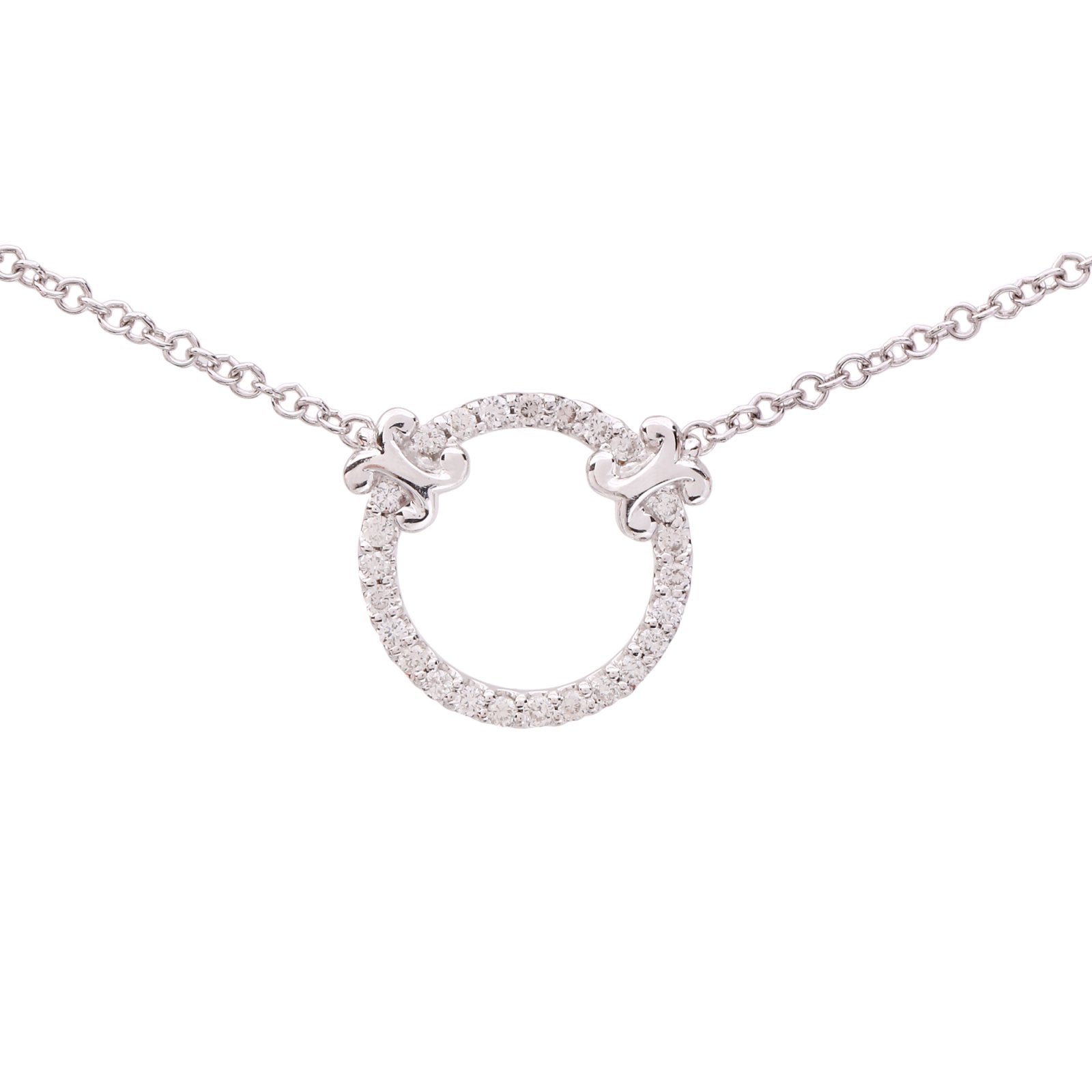 White Gold Diamond Circle of Life Gabriel & Co. Necklace with Extensions. 14k,  TDW: 0.25ct, 17"