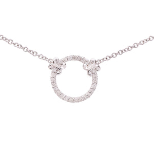 White Gold Diamond Circle of Life Gabriel & Co. Necklace with Extensions. 14k,  TDW: 0.25ct, 17