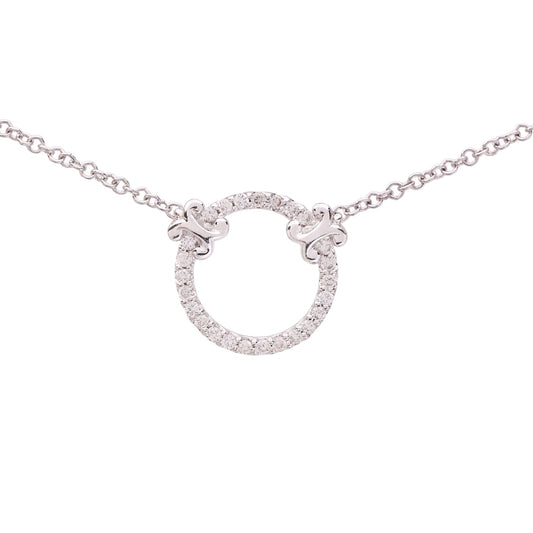 White Gold Diamond Circle of Life Gabriel & Co. Necklace with Extensions. 14k,  TDW: 0.25ct, 17"