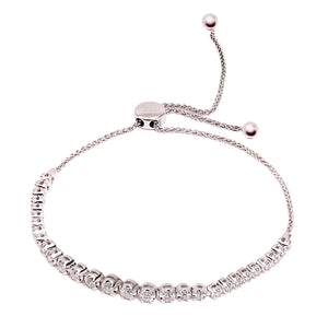 10K White Gold Adjustable Bolo Diamond Bracelet. TDW: 0.45ct SI GH