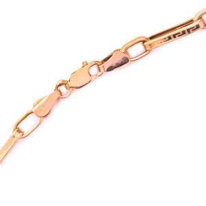 Yellow Gold Rectangle link Chain with Versacee design.18k, 23 Inches,11.46gr
