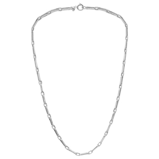 White Gold Rectangle Link chain with Versace design, 18k, 20 Inches, 7.78gr