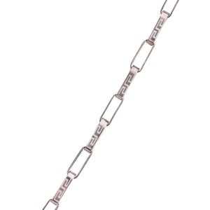 White Gold Rectangle Link chain with Versace design, 18k, 20 Inches, 7.78gr