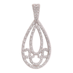 White Gold Pear Shape Floral Pave Diamond Pendant. 18k, TDW: 1.14ct