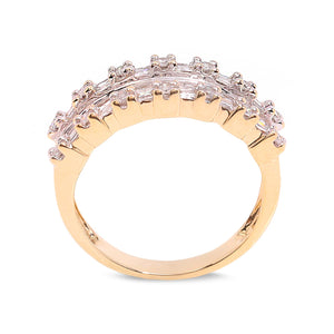 10K Yellow Gold Baguette Diamonds Half Eternity Ring, TDW: 0.99ct
