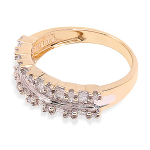 Yellow Gold Baguette Diamonds Half Eternity Ring, 10K, TDW: 0.99ct, Size:7