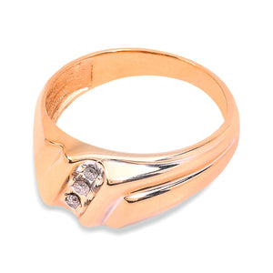 Yellow Gold Man's Ring With 3 Diamonds, 10K, TDW: 0.09ct