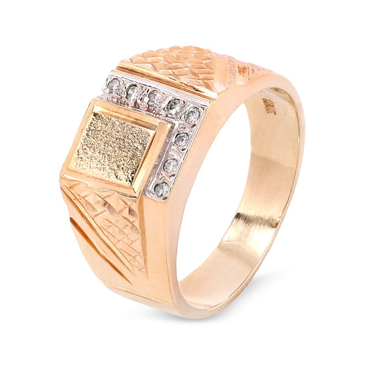 Yellow Gold Man's Ring With Diamonds, 10K, Diamonds, TDW: 0.08ct