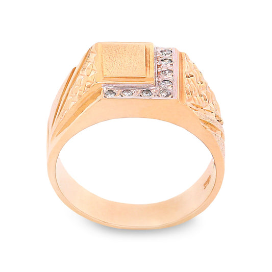 Yellow Gold Man's Ring With Diamonds, 10K, Diamonds, TDW: 0.08ct