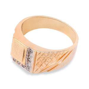 Yellow Gold Man's Ring With Diamonds, 10K, TDW: 0.08ct