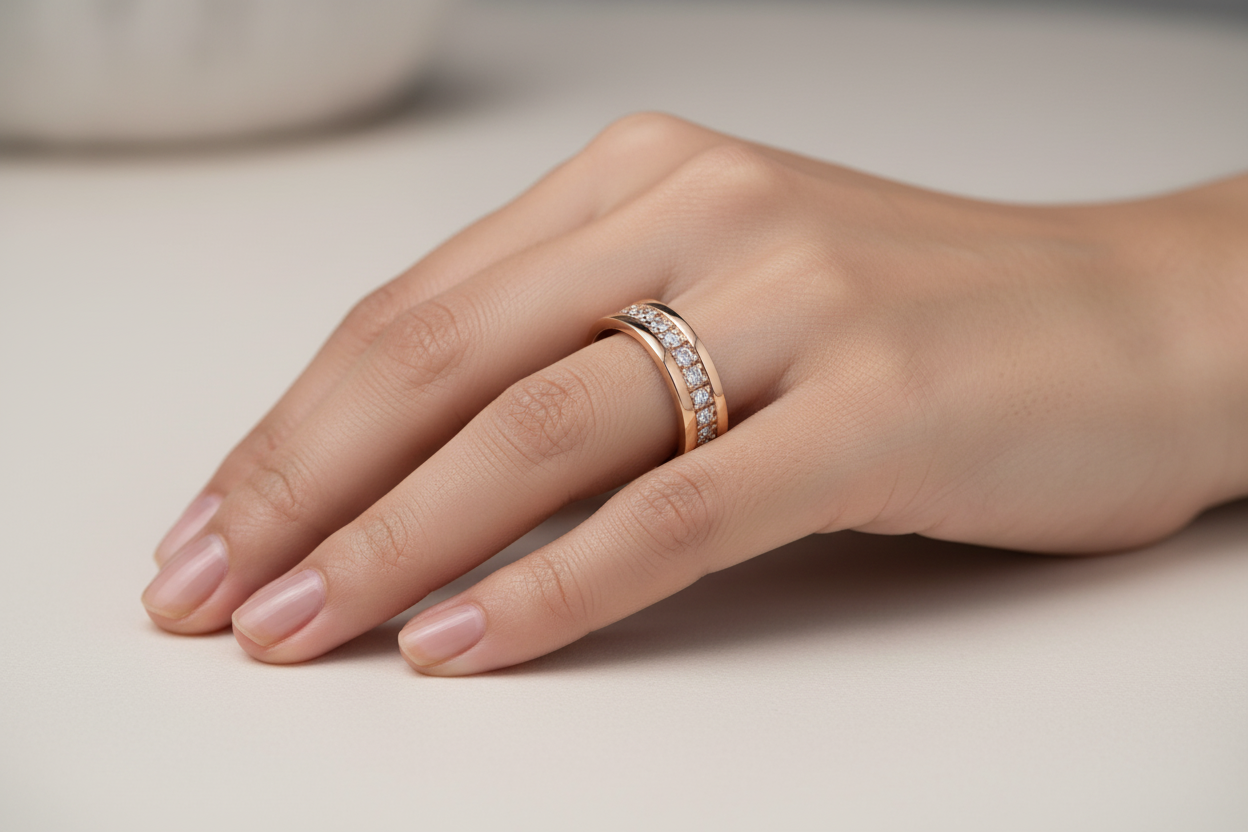 Yellow Gold 11 Diamonds Channel Setting Ring, 14k, TDW: 0.33ct