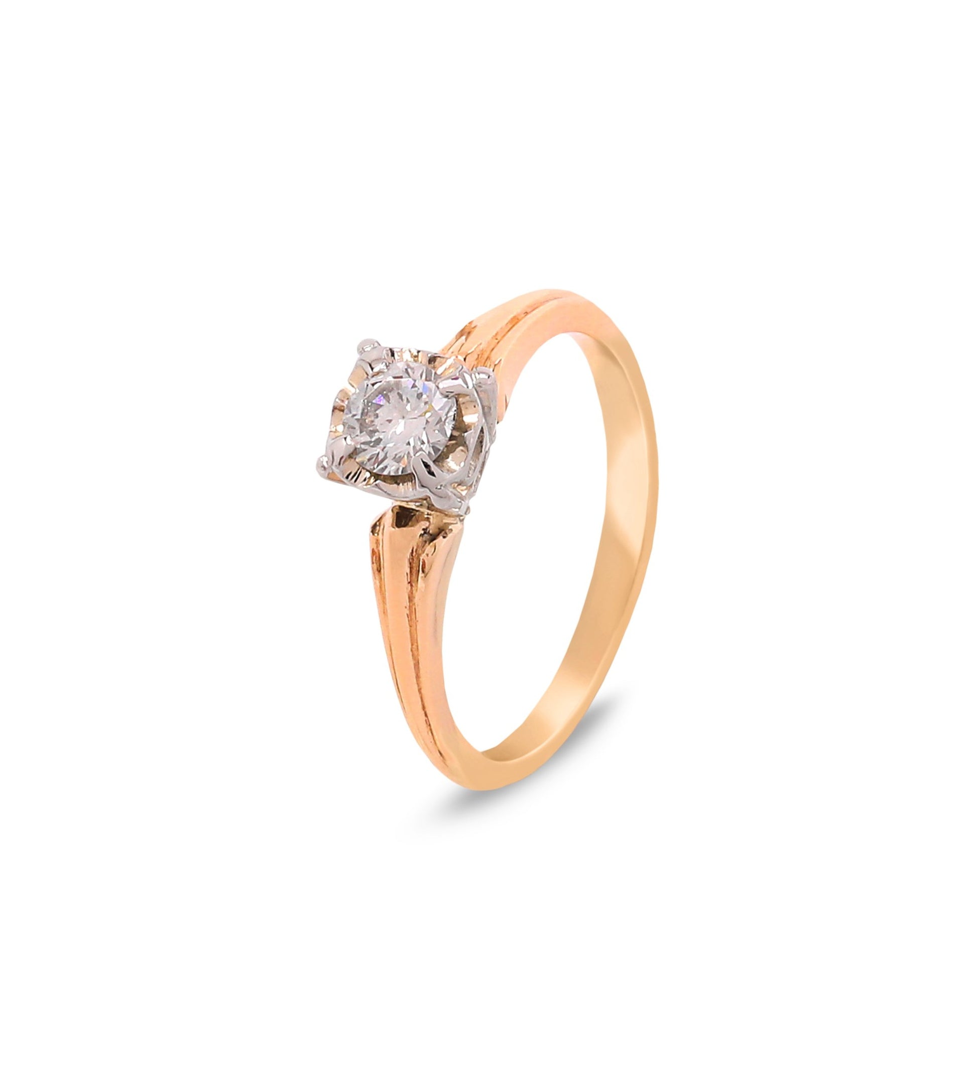 18k Yellow Gold Round Solitaire Diamond Engagement Ring
