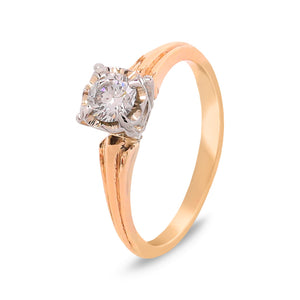 Yellow Gold 4-Pong Engagement Ring, 18/14K, TDW:0.36ct, VS, G-H