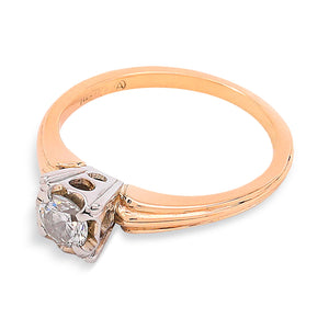 Yellow Gold 4-Pong Engagement Ring, 18/14K, TDW:0.36ct, VS, G-H