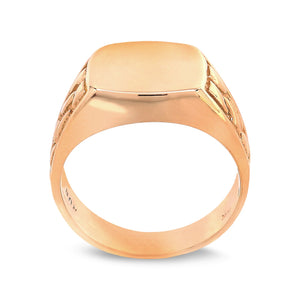 Yellow Gold Signet Ring with Filigree Detailing, 10k, 6.6 gr, size 9.5