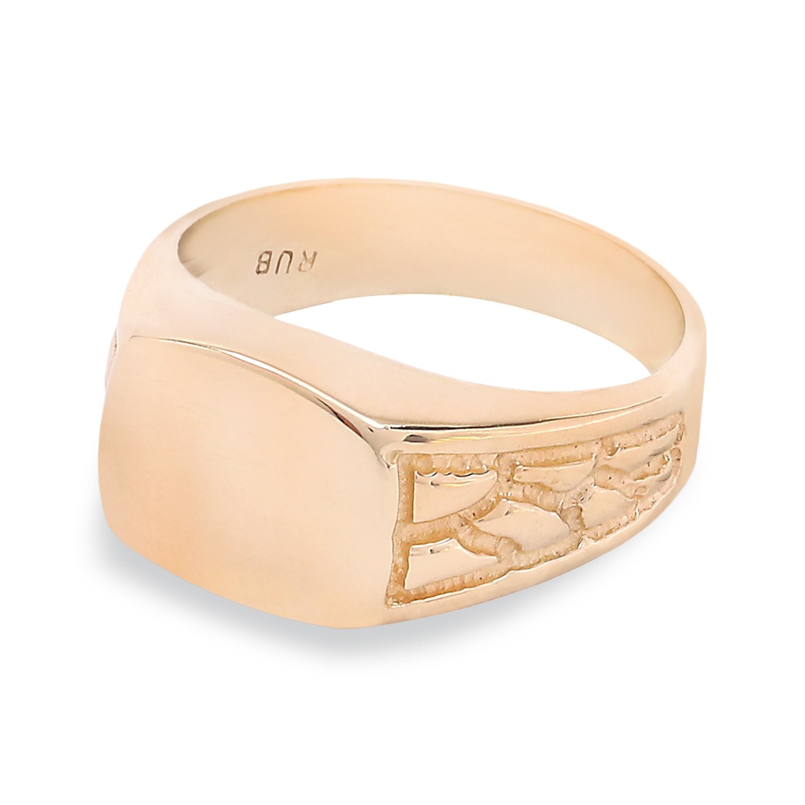 Yellow Gold Signet Ring with Filigree Detailing, 10k, 6.6 gr, size 9.5