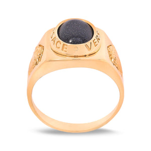 Yellow Gold  Design Black Stone Men's Ring. 18k, Size 11 1/4