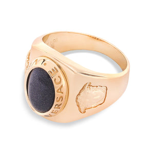 Yellow Gold  Design Black Stone Men's Ring. 18k, Size 11 1/4