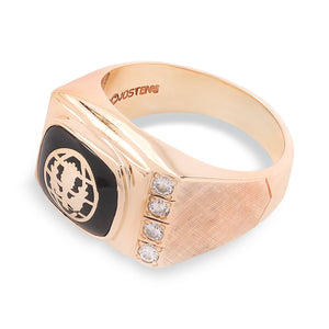 Yellow Gold Men's Onyx and Diamond Ring. 10k, TDW: 0.16ct, VS, GH